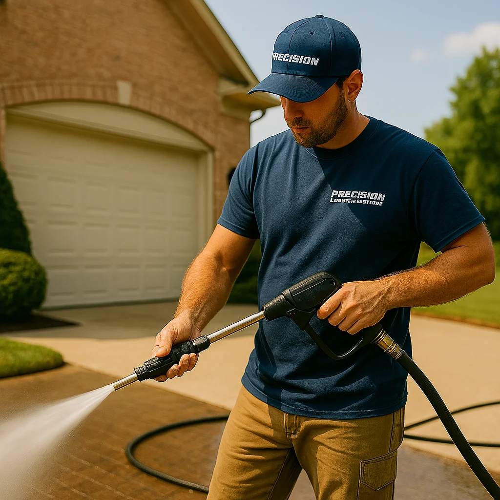 Precision Power Wash technician on the job